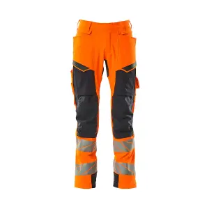 Mascot Accelerate Safe Trousers with Kneepad Pockets - Hi-Vis Orange/Dark Navy  (38.5) (Leg Length - Regular)