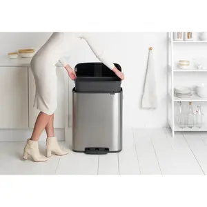 Brabantia Bo 60 Litre Pedal Bin Matt Steel