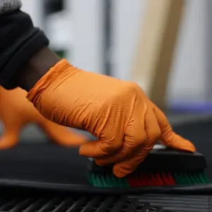 2 Boxes of Gator Gripz Medium (100 Gloves) - Super Strong 10 Mil Thick - Orange Diamond Grip -Disposable Nitrile Gloves