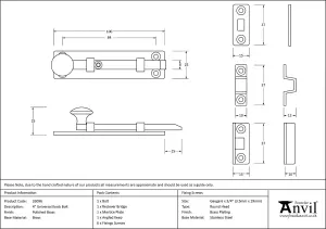 From The Anvil Polished Brass 4 Inch Universal Bolt