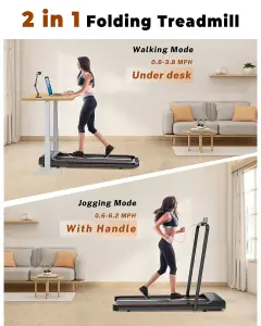 2-in-1 Electric Treadmill Under Desk Walking Pad with Bluetooth& Remote Control(Black)