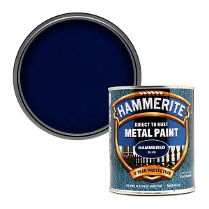 Hammerite Direct to Rust Metal Paint Hammered 750ml Blue