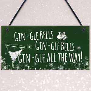 Red Ocean Funny Gin Sign Hanging Plaque Christmas Decoration Xmas Friendship Gift