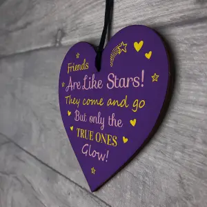 Red Ocean Friendship Plaque Friends Are Like Stars Best Friend Gift Wood Heart Sign Thank You Birthday