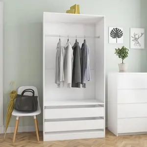 Wardrobe White 100x50x200 cm Engineered Wood