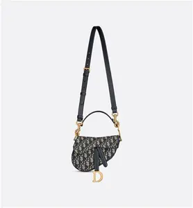 DIOR Mini Saddle Bag With Strap Blue Dior Oblique Jacquard - Women