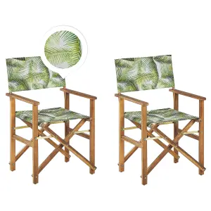 Set of 2 Garden Chairs CINE Acacia Wood Light Green