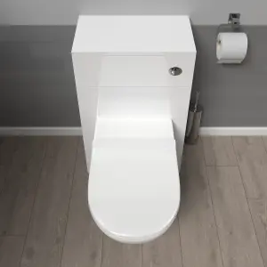 Nes Home Modern 500mm WC Unit & Rimless Round Back To Wall Toilet With Cistern