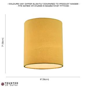 Contemporary and Elegant Mustard Ochre Linen Fabric 18cm Cylinder Lamp Shade