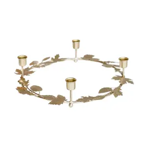 Autumn Wreath Candle Holder Centrepiece Gold H8cm D30cm