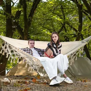 Camping Hanging Swing Bed Canvas Hammock with Balance Spreader Bar