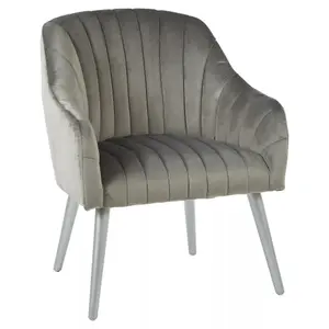 Interiors by Premier Luxurious Grey Fabric Armchair, Stylish Silver Finished Chair For Reading, Comfortable Mid-century Armchair