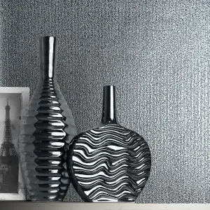 Muriva Grey Texture Metallic effect Embossed Wallpaper