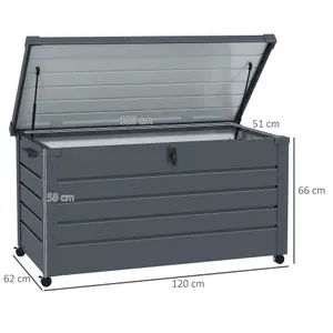 Outsunny 331L Outdoor Storage Box Waterproof with Wheels and Lock