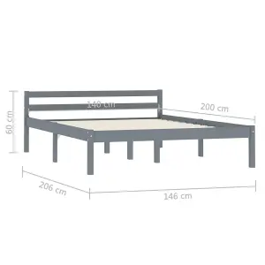 Berkfield Bed Frame Grey Solid Pine Wood 140x200 cm