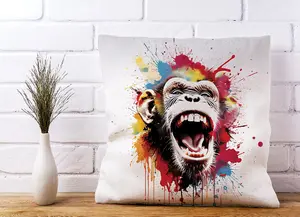 Coloured Splashart Crazy Monkey Face Cushions 45cm x 45cm