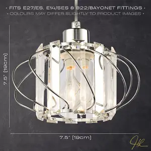 Modern Pendant Lamp Shade with Clear Acrylic Rectangular Prims and Chrome Frame