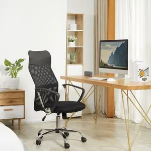 HOMCOM Executive Office Chair High Back Mesh Back Seat Desk Chairs, Black