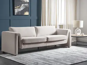 Beliani Modern Velvet Sofa Light Beige MAUNU