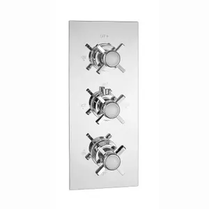 ENKI Edwardian Chrome Crosshead 3-Outlet Solid Brass Thermostatic Triple Shower Valve TSV047