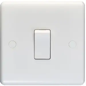 1 Gang Single 10A Light Switch 1 Way - WHITE PLASTIC Wall Plate Outlet Rocker