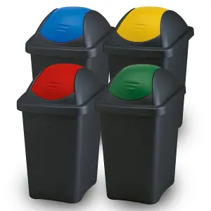 Home Centre Swing Lid Top Plastic Waste Bin 30 Litre Yellow-Black