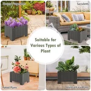 Costway 2 Pack Rectangular Planter Box HDPE Flower Pot Raised Garden Bed for Vegetables