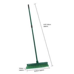 JVL Outdoor Soft Bristle Broom with Telescopic Handle, Green,