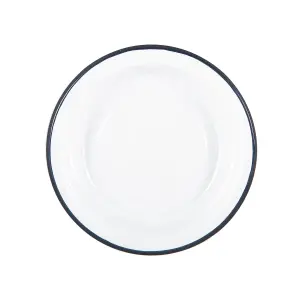 Argon Tableware - White Enamel Deep Bowls - 19cm - Navy - Pack of 6