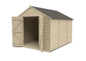 Forest Garden Overlap 10x8 ft Apex Wooden 2 door Shed with floor - Assembly service included