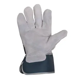 Mulch. Heavy Duty Gardening Gloves - Suede Fingertips and Palm - Extended Elasticated Cuff - Large Size 9 - 1 Pair