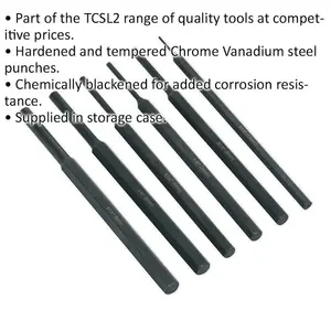 6 Piece Parallel Pin Punch Set - Hardened & Tempered - Corrosion Resistant