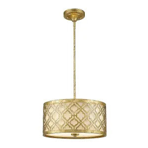 2 Bulb Ceiling Pendant Light Fitting Distressed Gold LED E27 75W Bulb