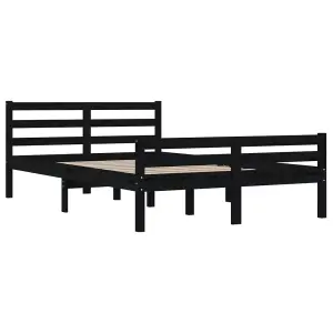 Berkfield Bed Frame Black Solid Wood 135x190 cm Double