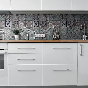 d-c-fix Moroccan Tile Simenta Grey 3D Splashback Wallpaper for Kitchen and Bathroom 4m(L) 67.5cm(W)