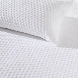 The Linen Yard Polka Tuft Super King Duvet Cover Set, Cotton, White