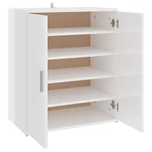 Berkfield Shoe Cabinet High Gloss White 60x35x70 cm Engineered Wood