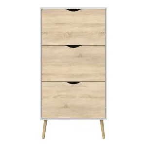 Oslo Shoe Cabinet 3 Drawers in White and Oak