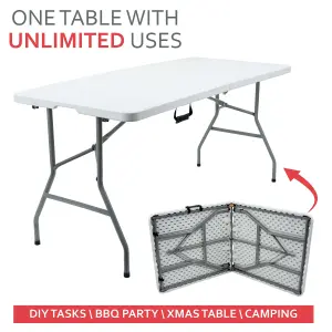 5ft Folding Trestle Table Ideal for Camping, Party, Picnic, BBQ & Garden Use