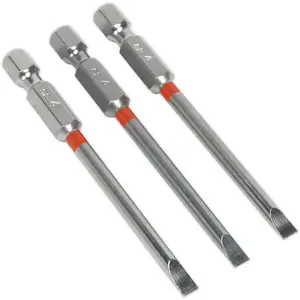 3 PACK 75mm Slotted 4mm Colour-Coded Power Tool Bits - S2 Steel Dill Bit