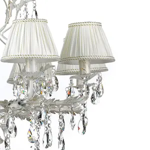 Luminosa Karen 8 Light Multi Arm Chandelier With Shades, Ivory