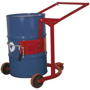 Mobile 205L Drum Handler Truck with Braked Castor - Adjustable Trolley for Easy Drum Movement