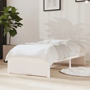 Berkfield Bed Frame White Solid Wood 75x190 cm Small Single