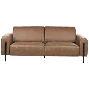 3 Seater Fabric Sofa Brown ASKIM