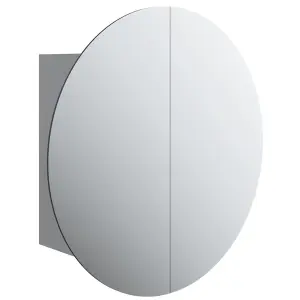 Berkfield Bathroom Cabinet with Round Mirror&LED Grey 40x40x17.5 cm