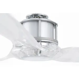 Luminosa Just Medium Ceiling Fan Chrome, Clear - Optional LED Light Sold Separately