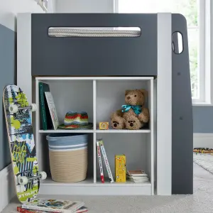 Lacy Grey and White Storage Mid Sleeper Bed