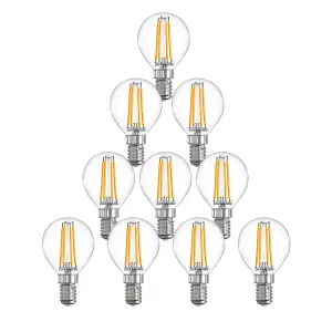 paul russells LED Filament Dimmable Golf Bulb, SES E14, 4.5W 470 Lumens, 40w Equivalent, 2700K Warm White, Pack of 10