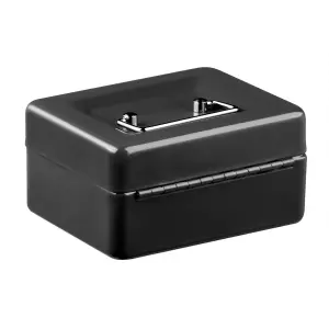 Hardys Metal Cash Box Money Bank Deposit Steel Tin Security Safe Petty Key Lockable - 6" Black