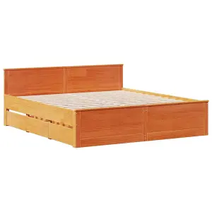 Berkfield Bookcase Bed without Mattress Wax Brown 180x200 cm Super King Solid Wood Pine